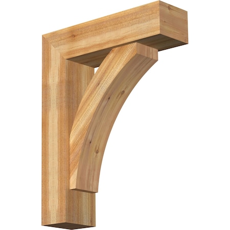 Thorton Block Rough Sawn Bracket W/ Offset Brace, Western Red Cedar, 8W X 28D X 36H